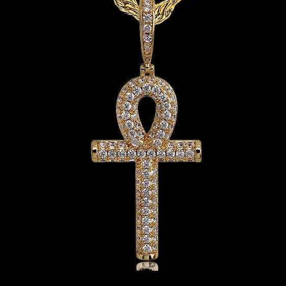 Necklace Cross Mens Men's Iced Ankh Cross Pendant & Rope Chain - Foto 3