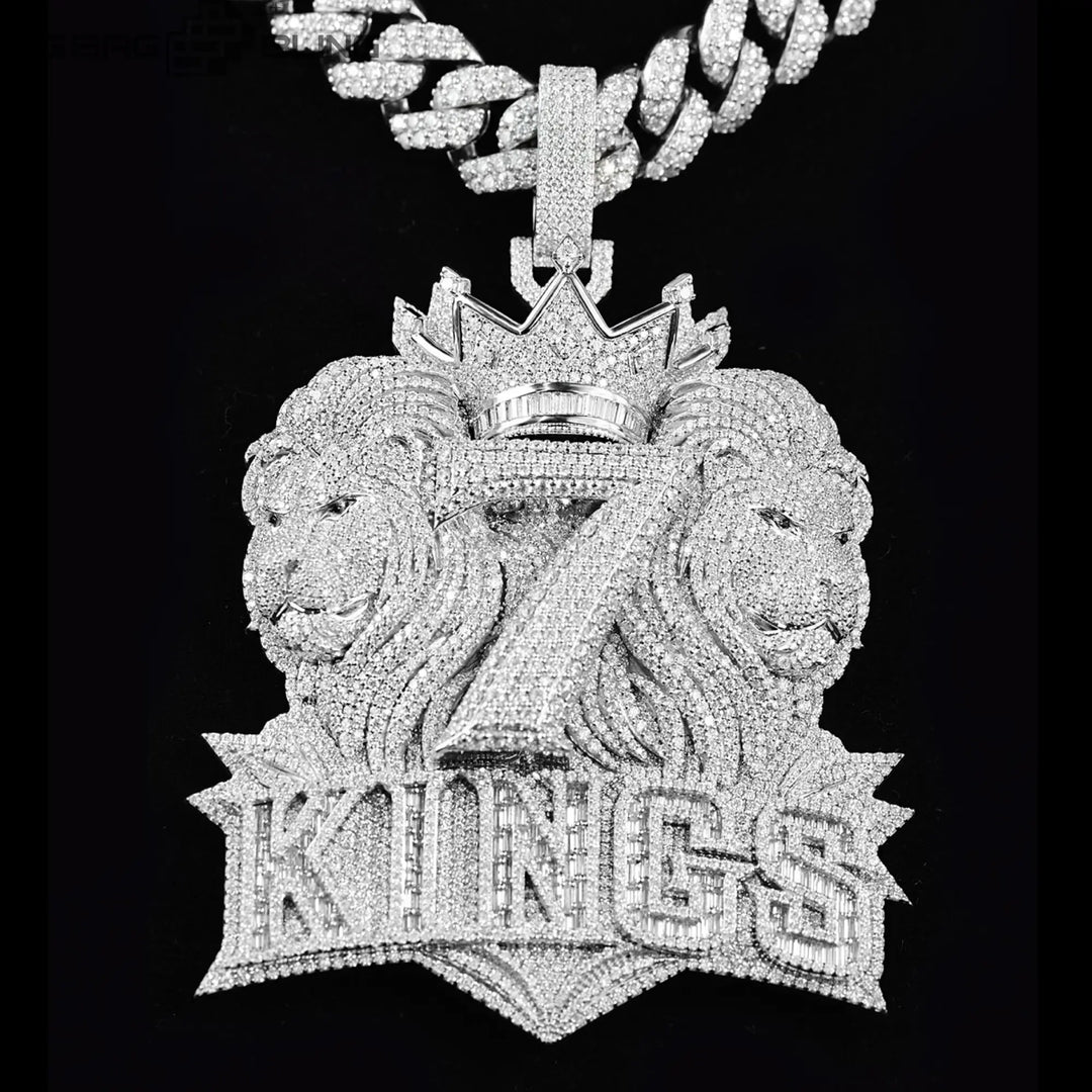Iced Out 7 Double Lion Pendant - Pre Order BigBagBling