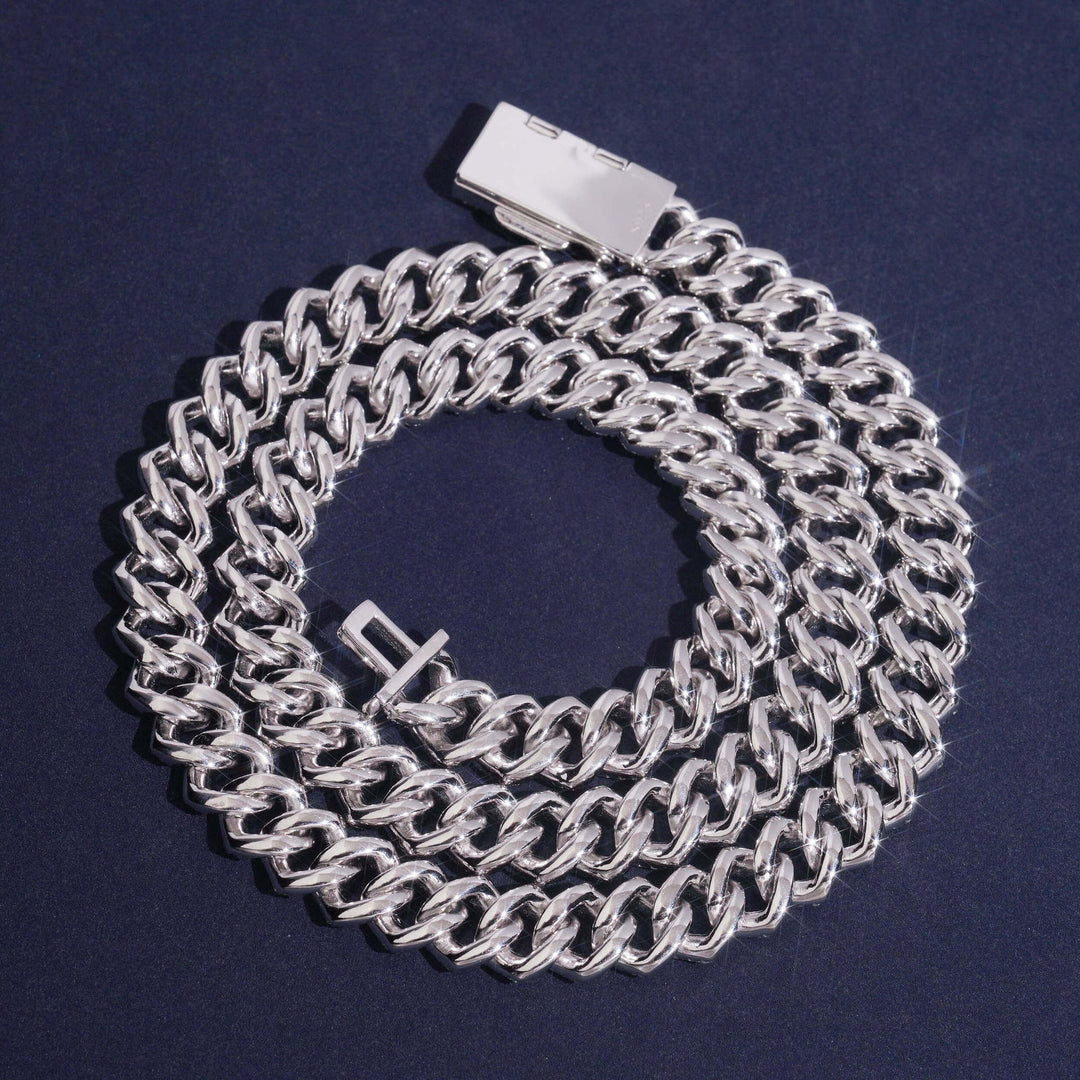 12mm S925 Silver 2 Row  Moissanite Rhombus  Cuban Chains Style 2