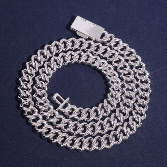 12mm S925 Silver 2 Row  Moissanite Rhombus  Cuban Chains Style 2