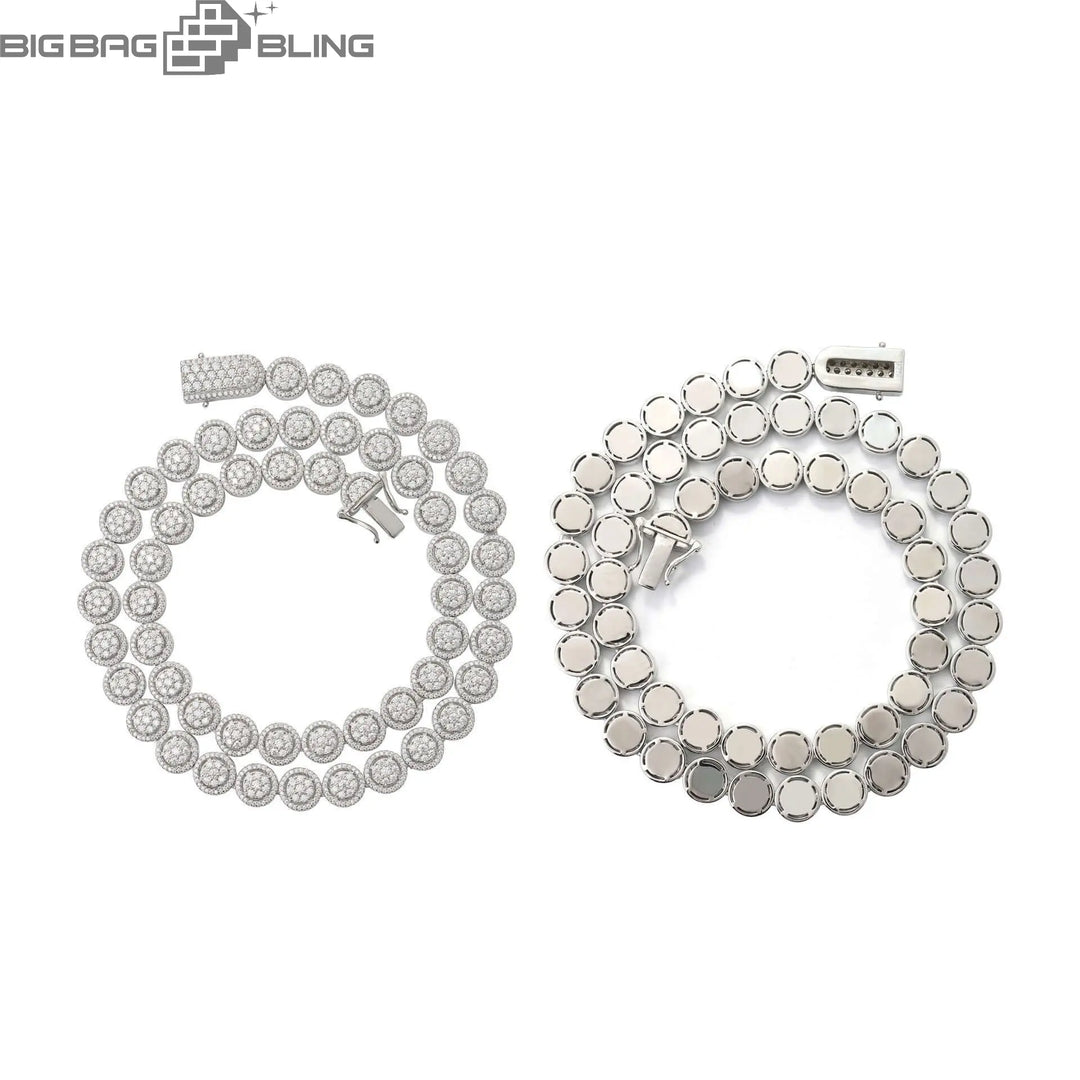 10mm 925 silver Cuban chains and bracelet featuring Moissanite stones, perfect for bold Hip Hop jewelry lovers.