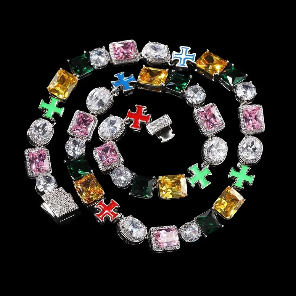 10mm Iced Out Multicolor Tennis Chains & Bracelet BigBagBling