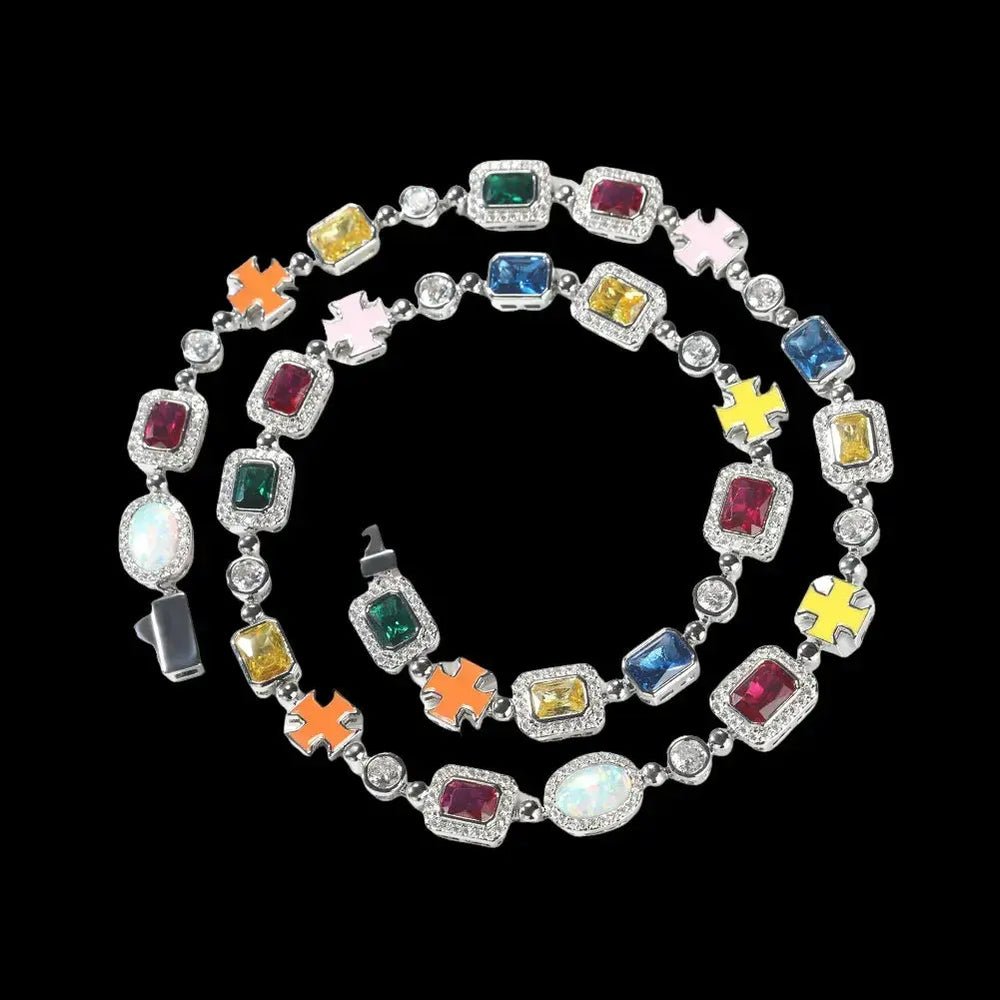 10mm Iced Out Multicolor Tennis Chains & Bracelet BigBagBling