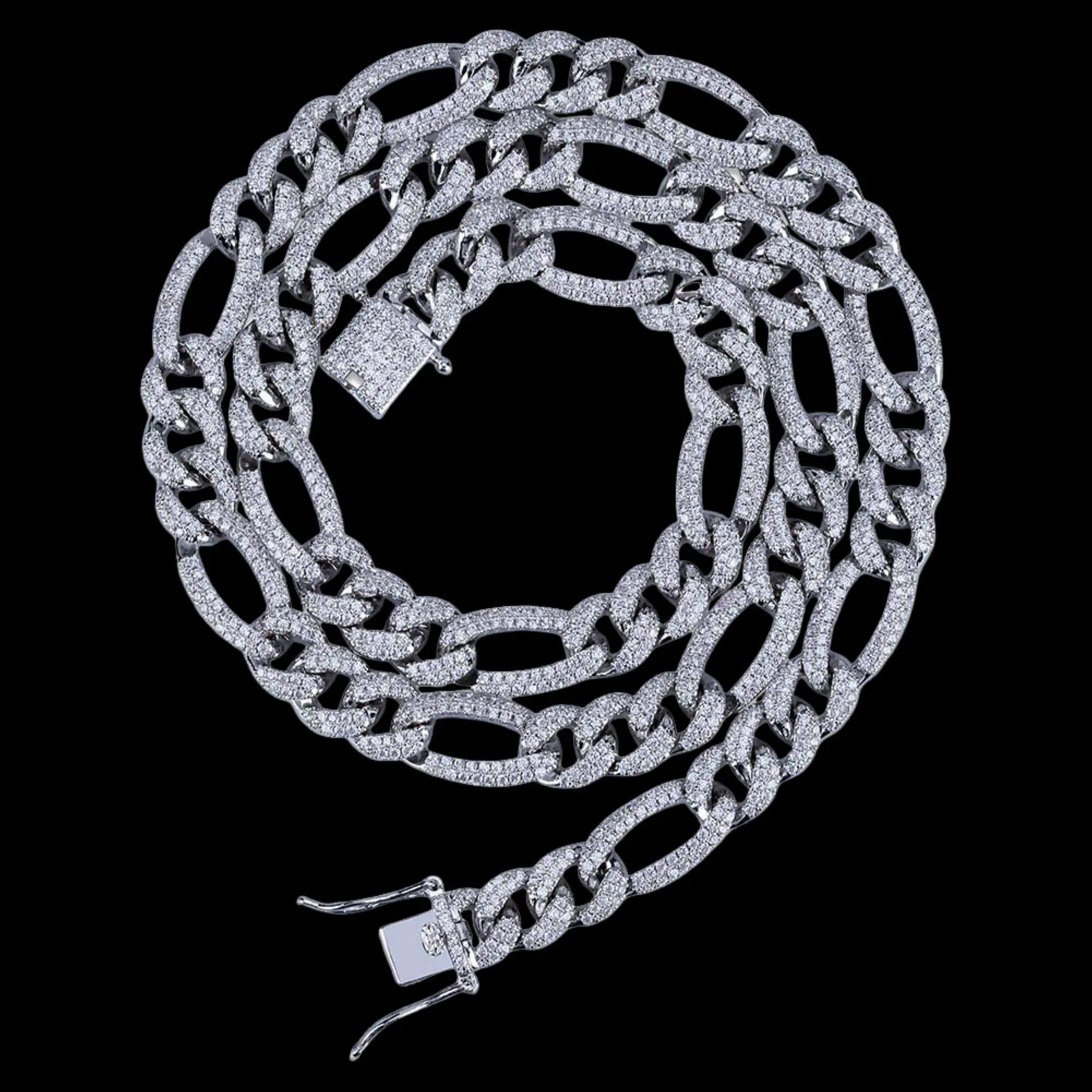 10mm Iced out  Fégaló Cuban Chain & Bracelet in White Gold BigBagBling