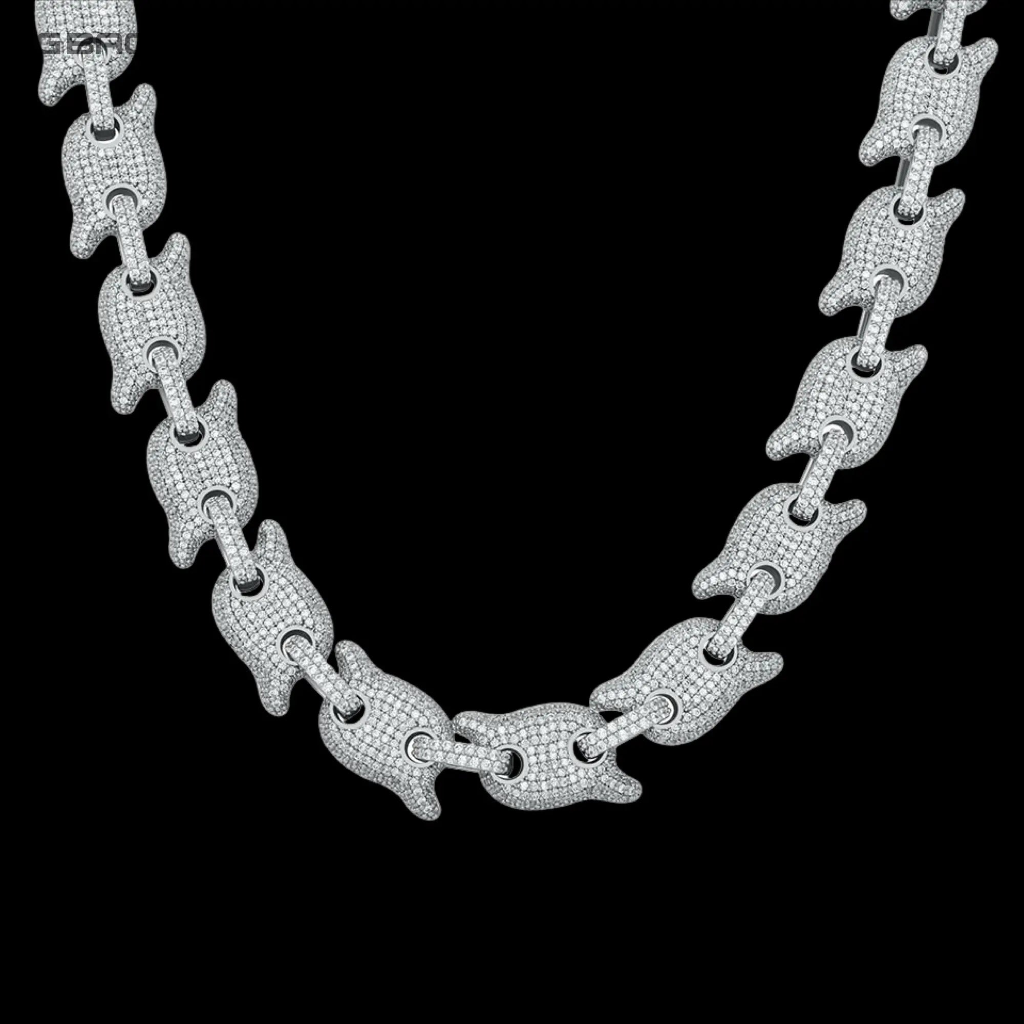 10mm Iced out G-Link Miami  Cuban Chain & Bracelet in White Gold BigBagBling