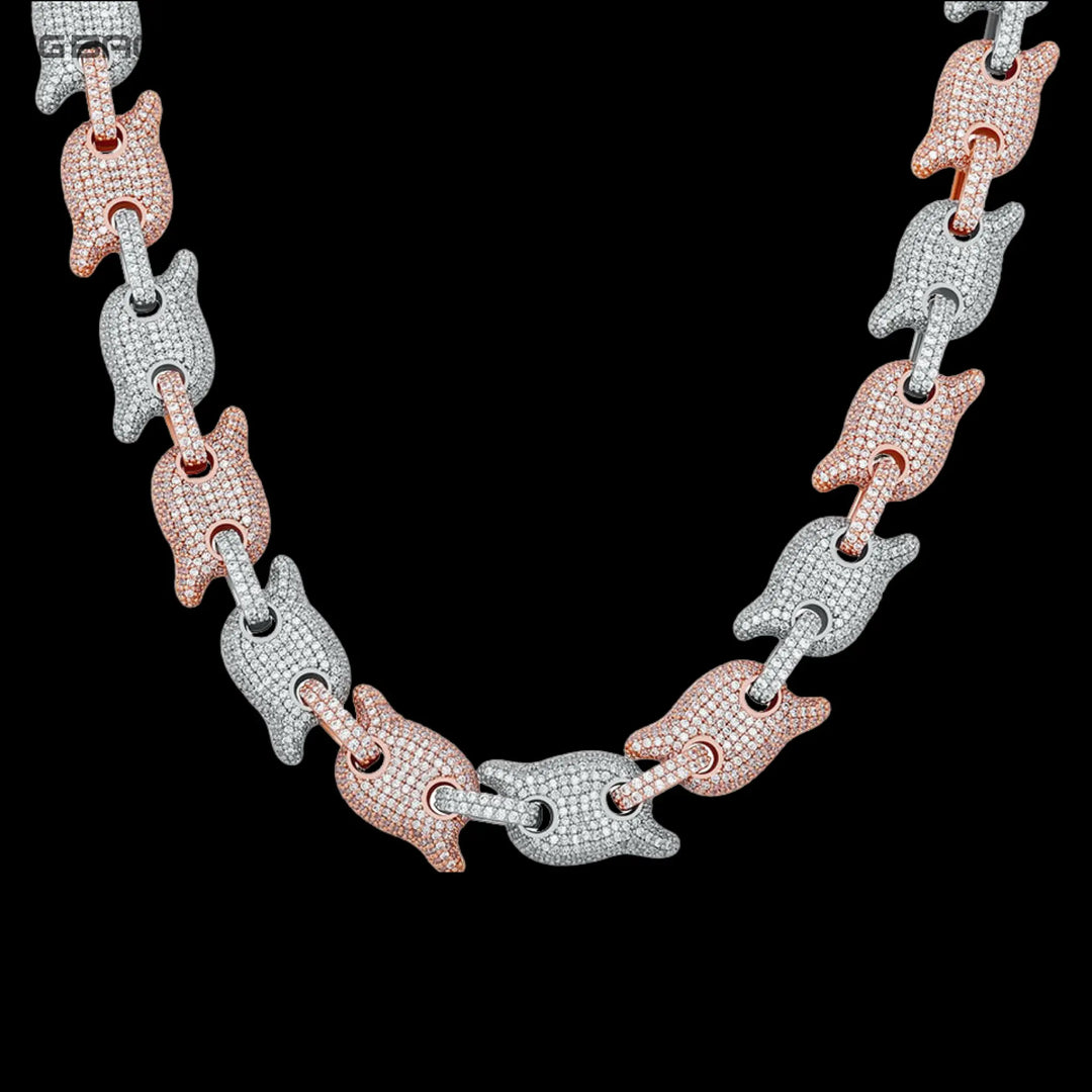 10mm Iced out G-Link Miami  Cuban Chain & Bracelet in White Gold BigBagBling