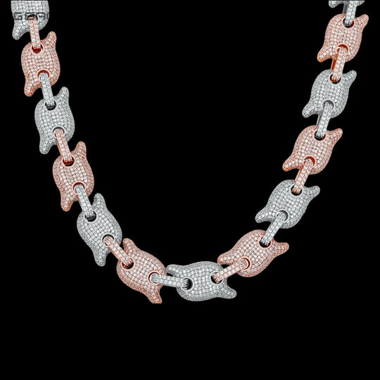 10mm Iced out G-Link Miami  Cuban Chain & Bracelet in White Gold BigBagBling