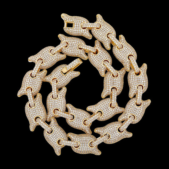 10mm Iced out G-Link Miami  Cuban Chain & Bracelet in White Gold BigBagBling