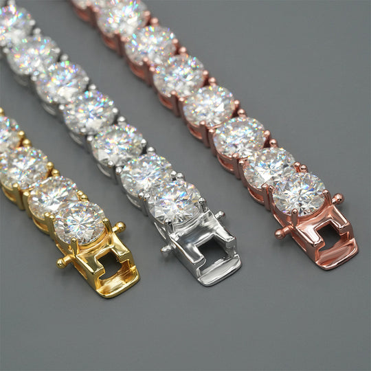 10mm 925 Sliver Moissanite Tennis Chain in White Gold