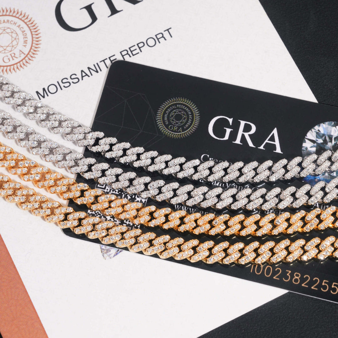 6mm S925 silver 1 row moissanite cuban Chains