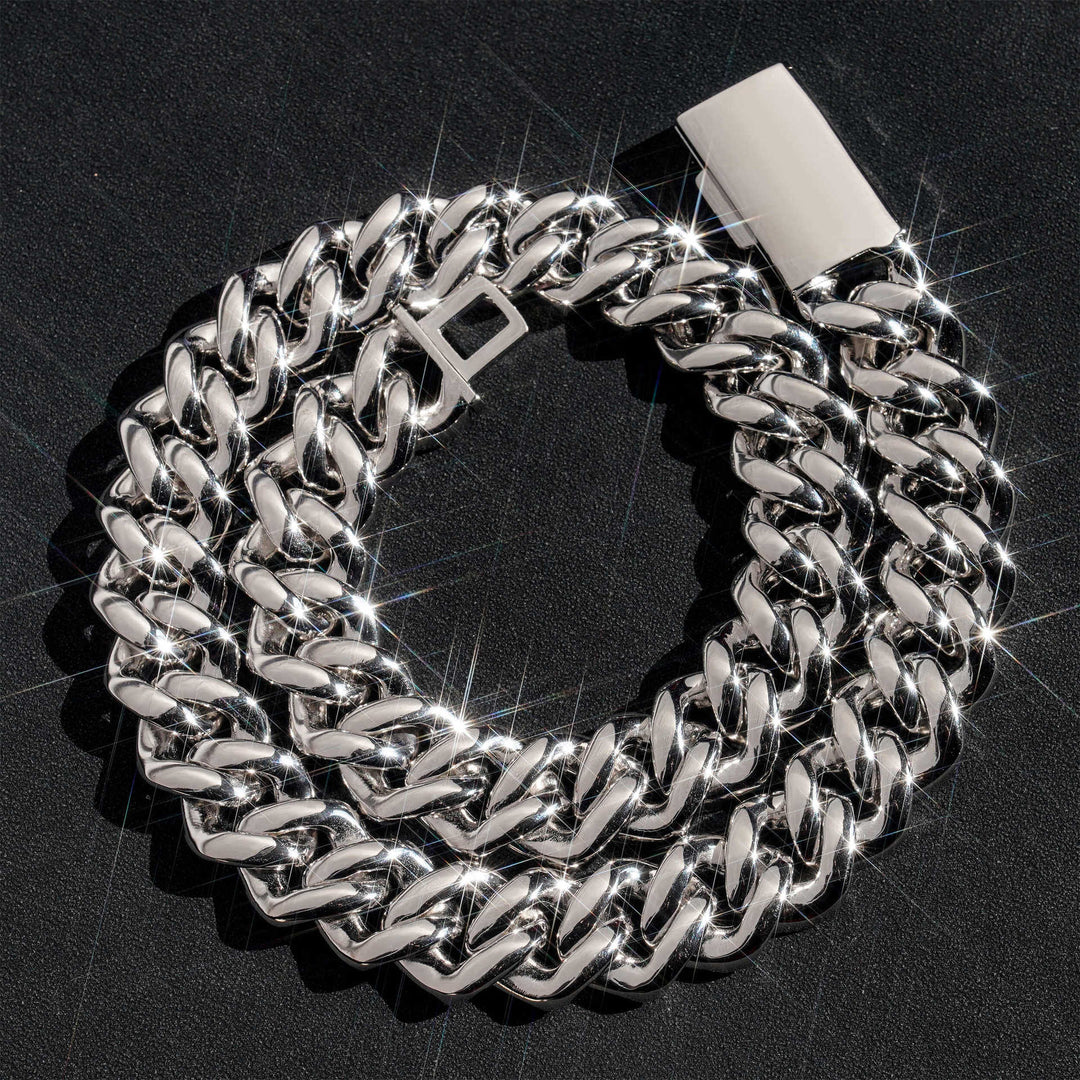 8mm 925 Silver Moissanite Double-Row T-Prong × Round Cut Cuban Chain