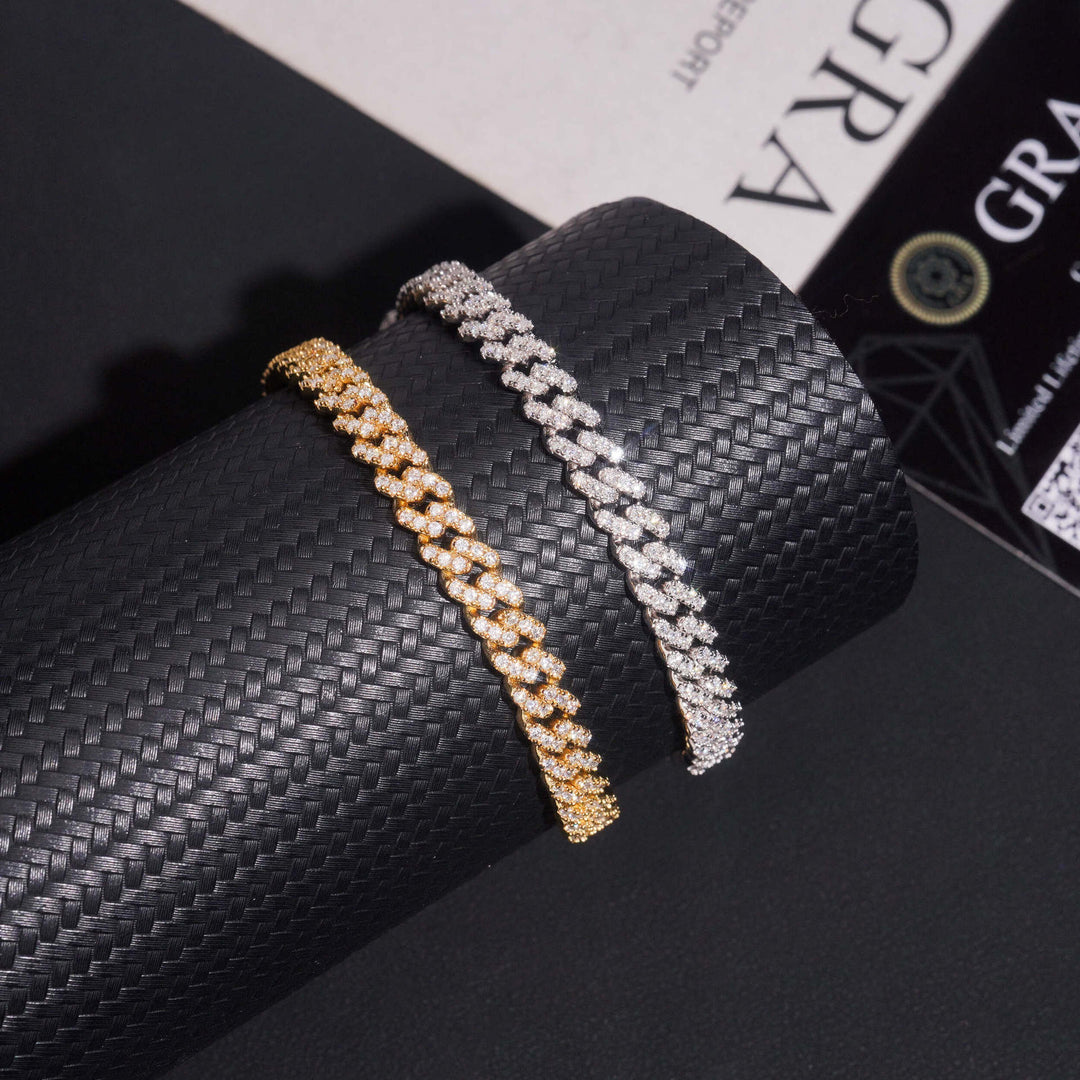 6mm S925 silver 1 row moissanite cuban Bracelet