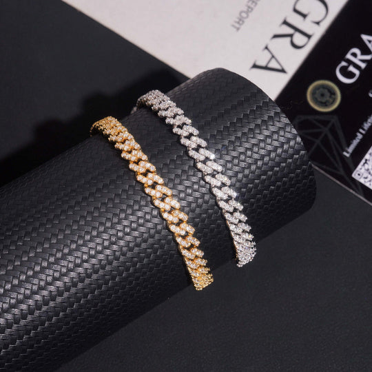 6mm S925 silver 1 row moissanite cuban Bracelet