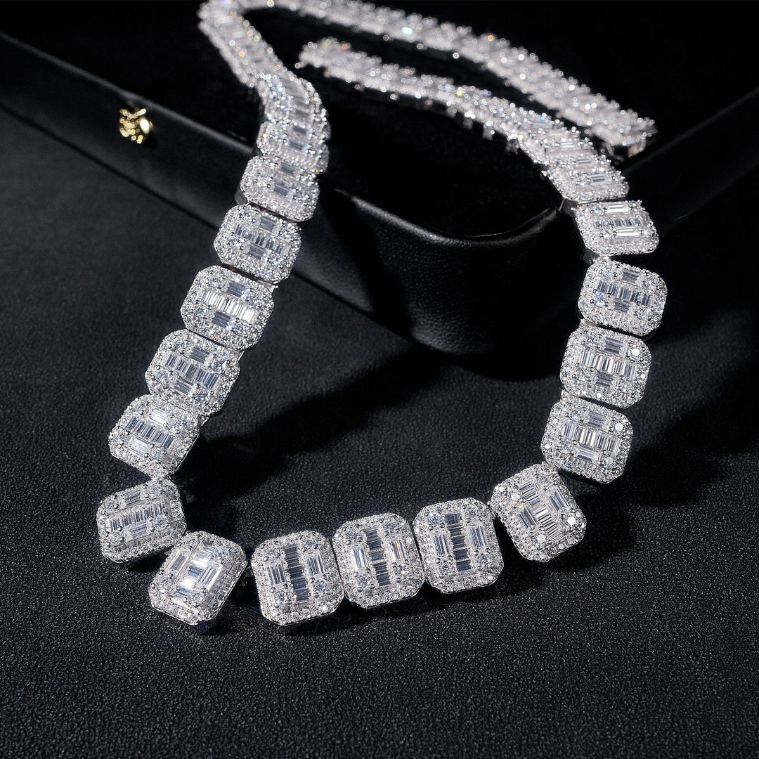 13mm 925 Silver Moissanite Square Tennis Chain