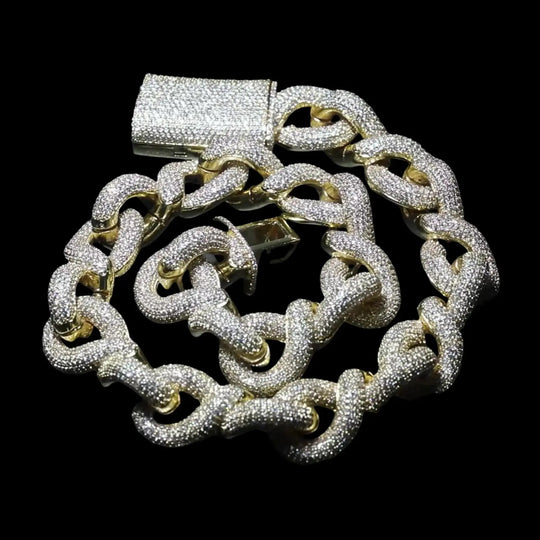 20mm Iced out Thick Cuban Chain in White Gold BigBagBling