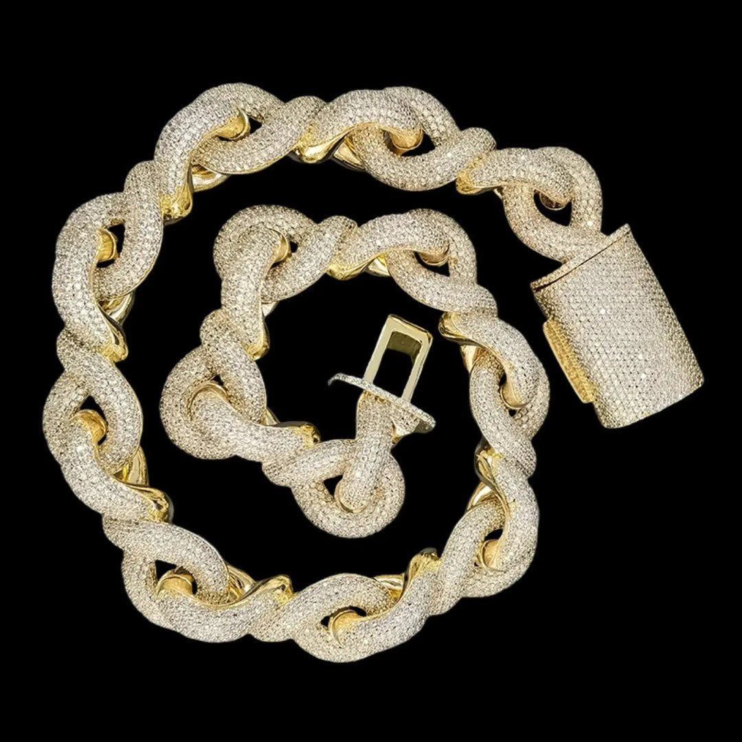 20mm Iced out Thick Cuban Chain in White Gold BigBagBling