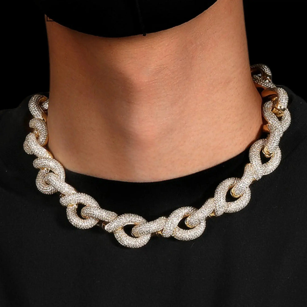 20mm Iced out Thick Cuban Chain in White Gold BigBagBling