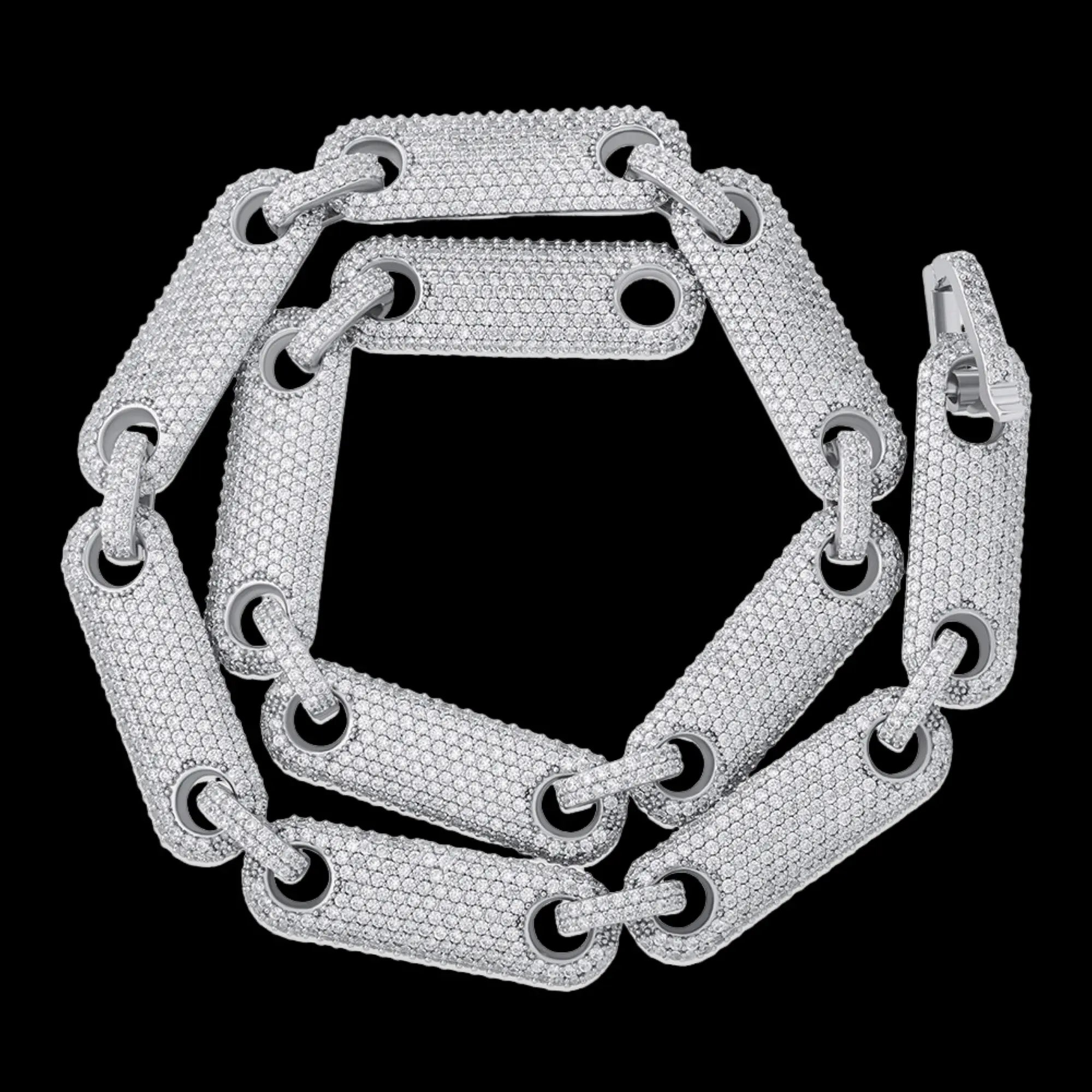 12mm Iced out Cuban Chain in White Gold BigBagBling