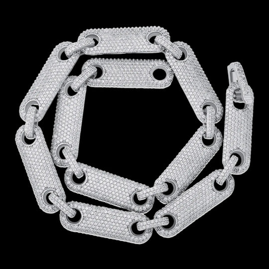 12mm Iced out Cuban Chain in White Gold BigBagBling