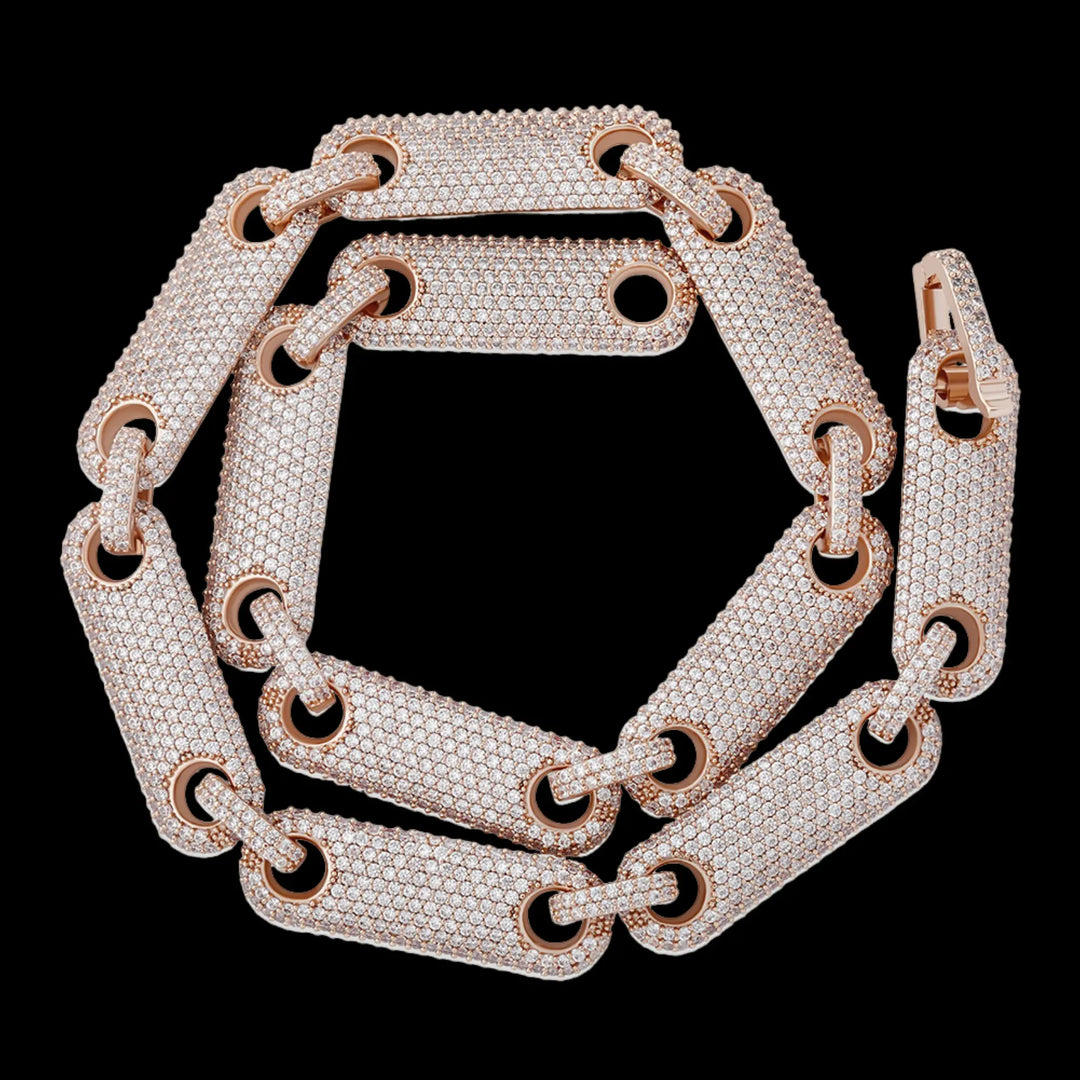 12mm Iced out Cuban Chain in White Gold BigBagBling