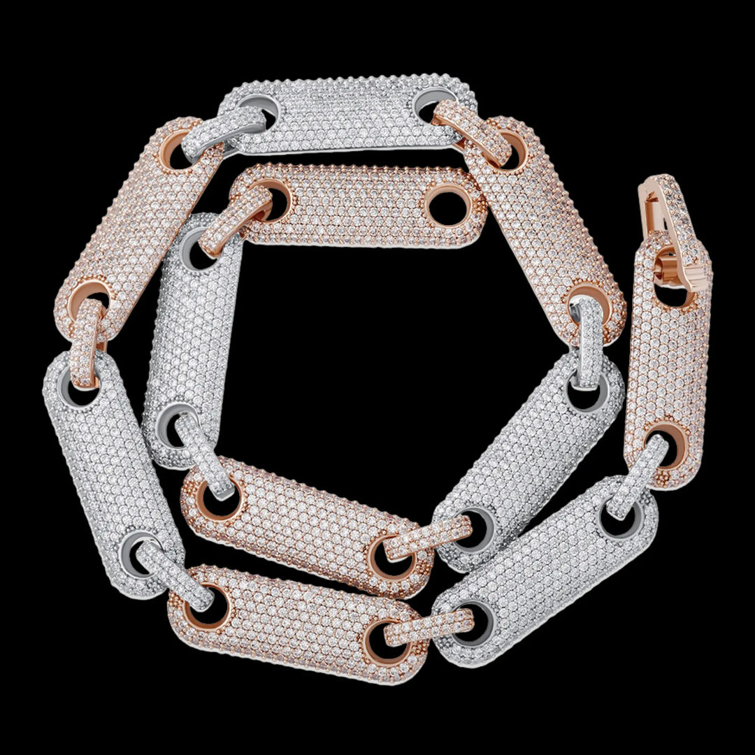 12mm Iced out Cuban Chain in White Gold BigBagBling