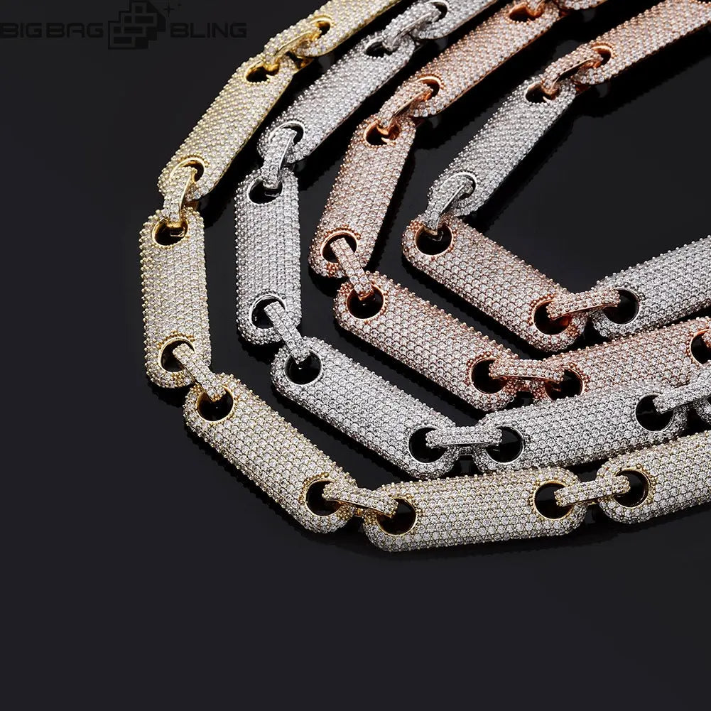 12mm Iced out Cuban Chain in White Gold BigBagBling