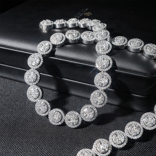 13mm 925 Silver Moissanite Circle Tennis Chains