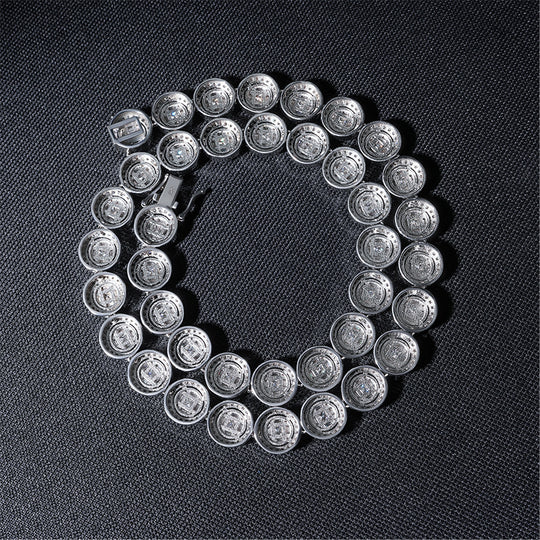 13mm 925 Silver Moissanite Circle Tennis Chains