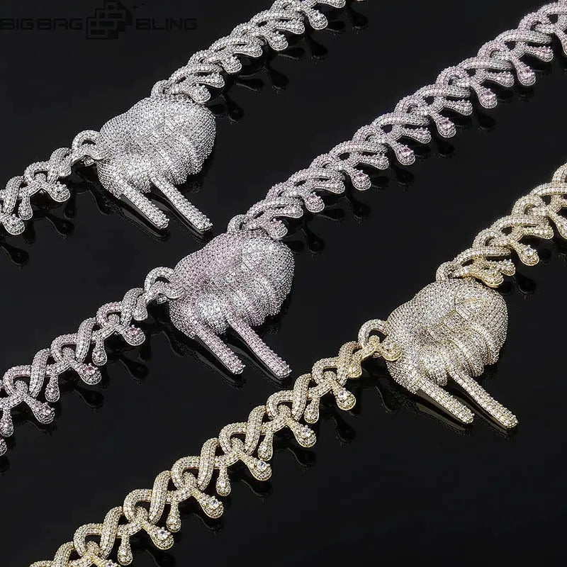 16mm Paved G-Link cuban chain & bracelet in White Gold BigBagBling