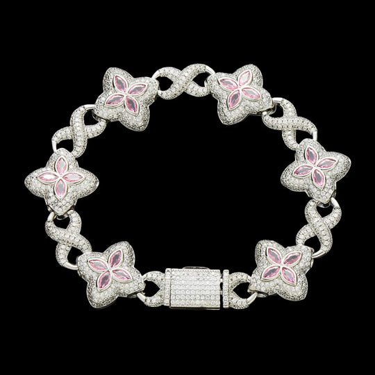 18mm Iced Out Four-leaf Clover Cuban Bracelet & Chains BigBagBling