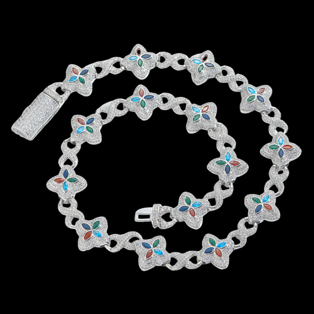 18mm Iced Out Four-leaf Clover Cuban Bracelet & Chains BigBagBling