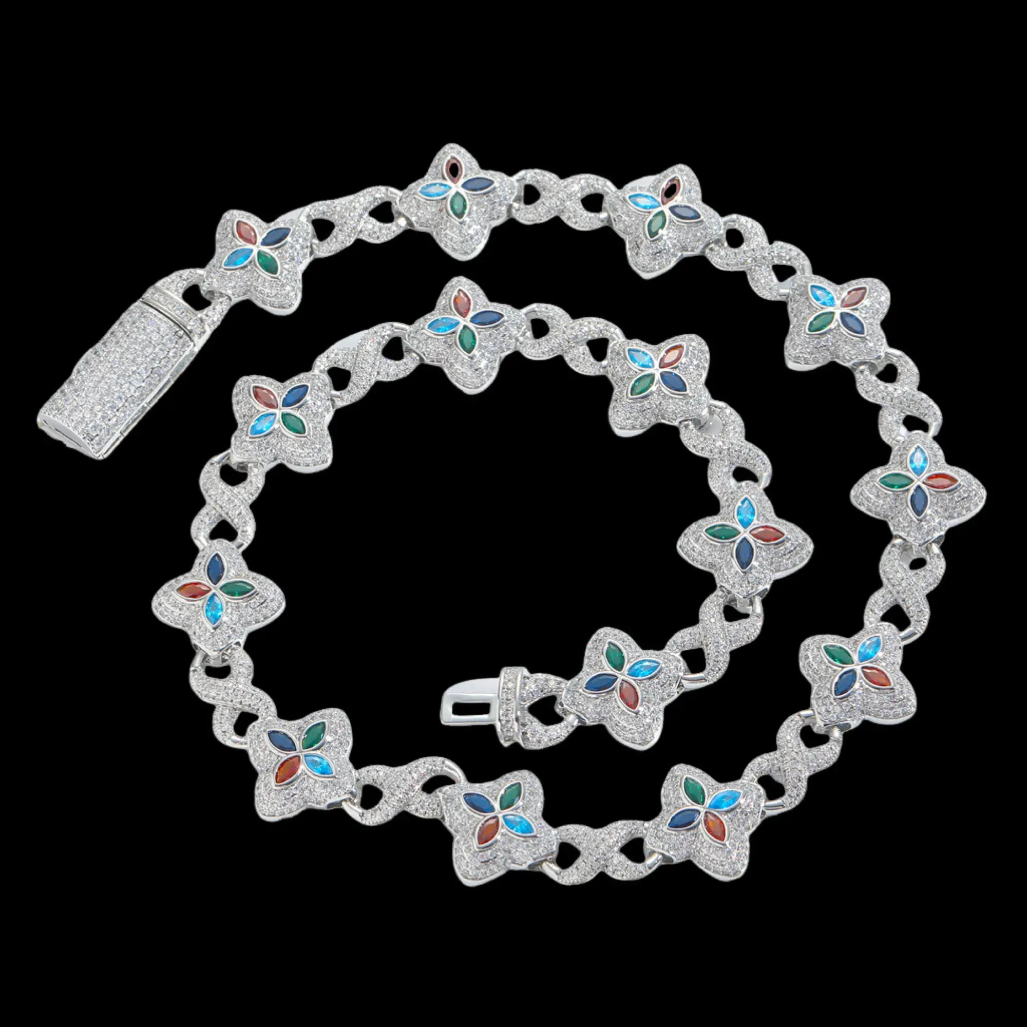 18mm Iced Out Four-leaf Clover Cuban Bracelet & Chains BigBagBling