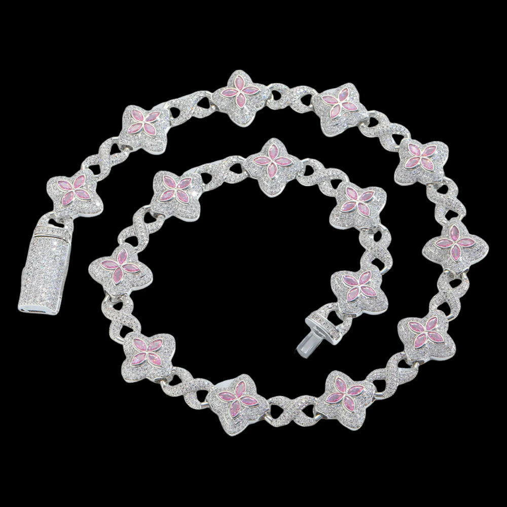 18mm Iced Out Four-leaf Clover Cuban Bracelet & Chains BigBagBling