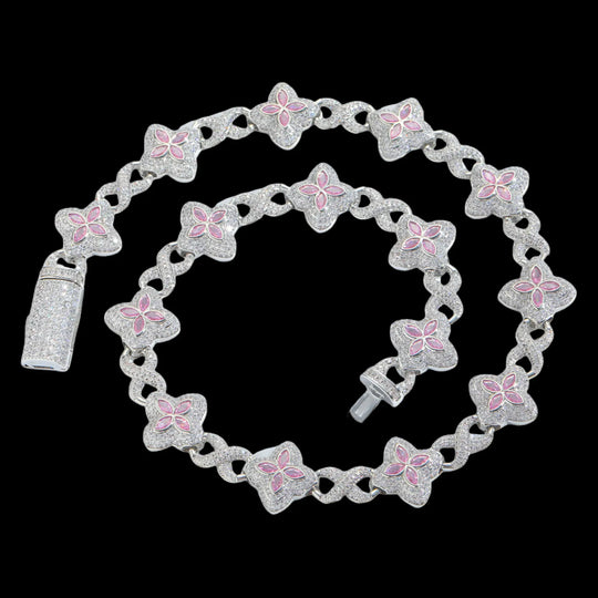 18mm Iced Out Four-leaf Clover Cuban Bracelet & Chains BigBagBling