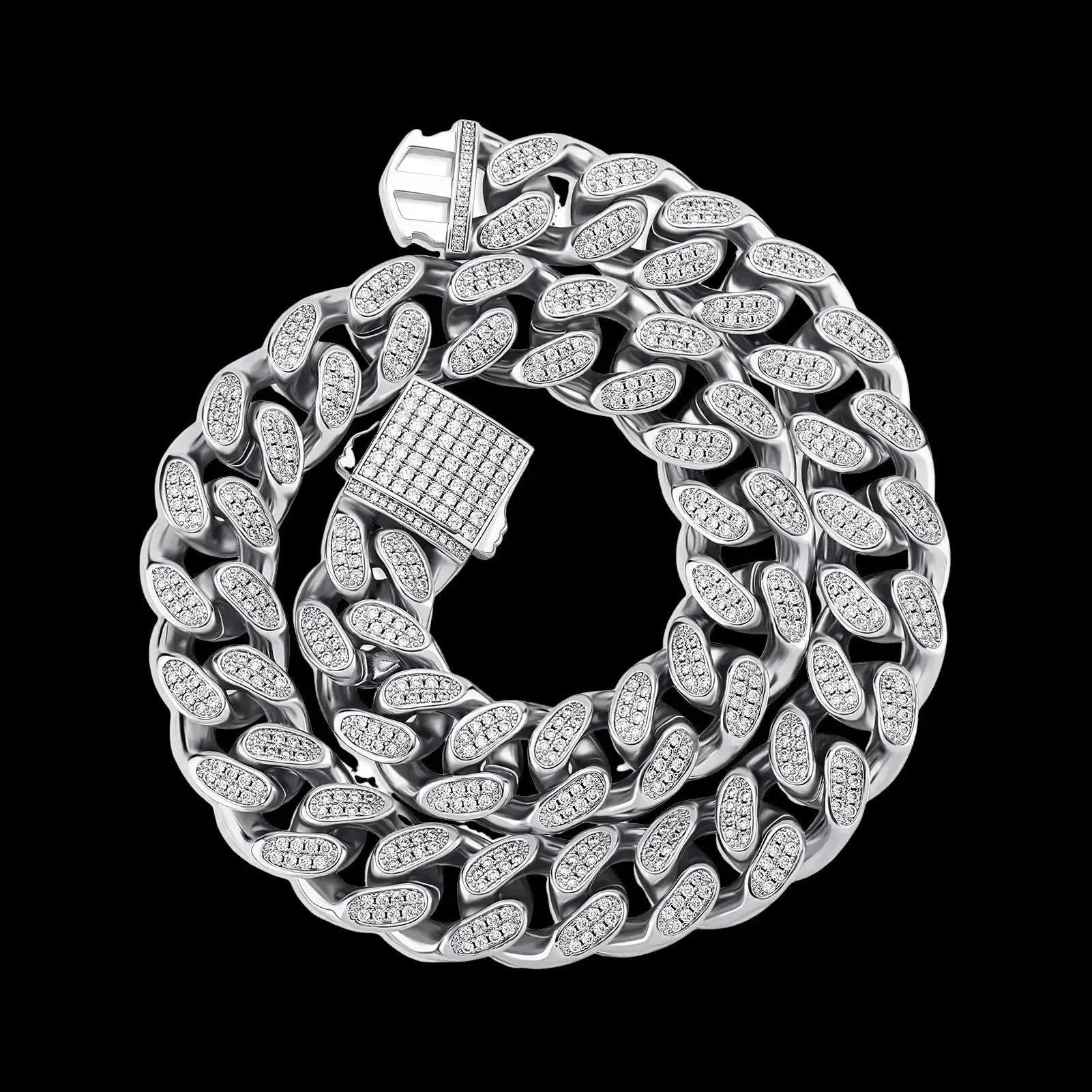 13mm Iced 18K White Gold  Cuban Chain My Store