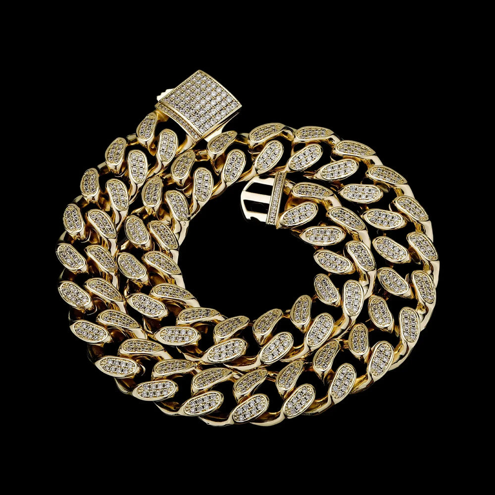 Iced 18K Gold 13mm Cuban Chain