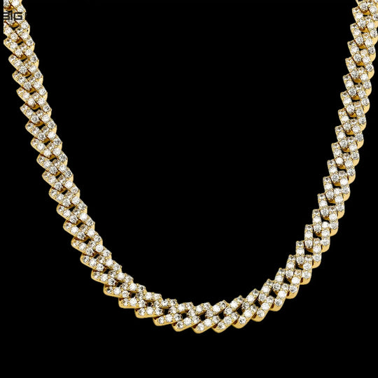 8mm Iced out 18k Gold Plated Cuban Chain in White Gold BigBagBling