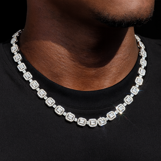 8mm&9.5mm S925 Silver Moissanite Chain in white gold