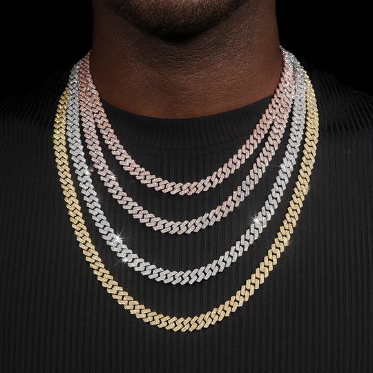 8mm S925 Silver 2 Row Moissanite cuban Chains