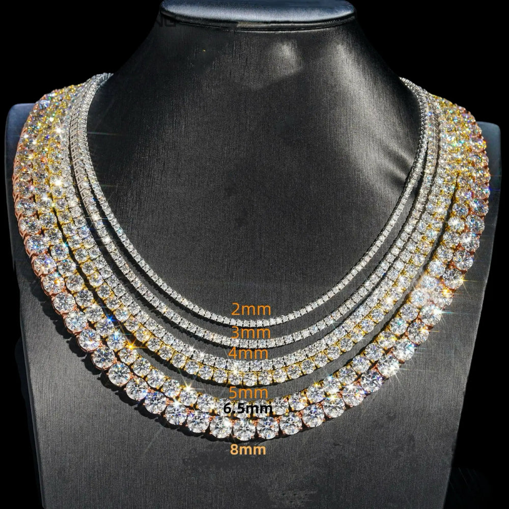 2mm 3mm 4mm 5mm 925 Sliver Moissanite Tennis Chain in White Gold BigBagBling