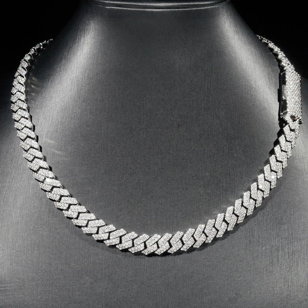 10mm S925 Silver 2 Row  Moissanite Rhombus  Cuban Chains Style 2