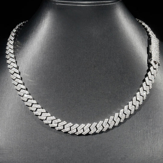 10mm S925 Silver 2 Row  Moissanite Rhombus  Cuban Chains Style 2
