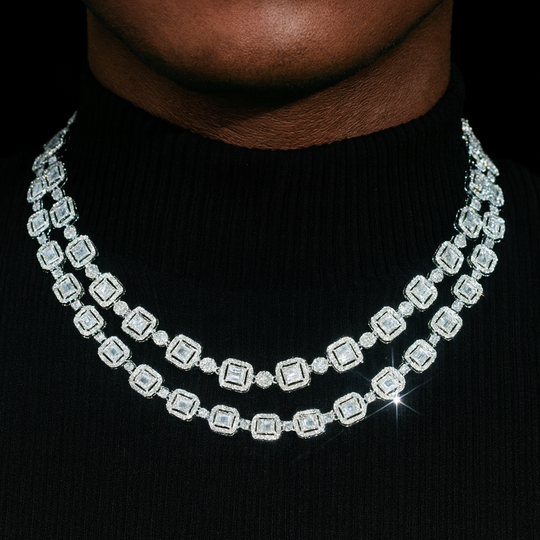 8mm&9.5mm S925 Silver Moissanite Chain in white gold