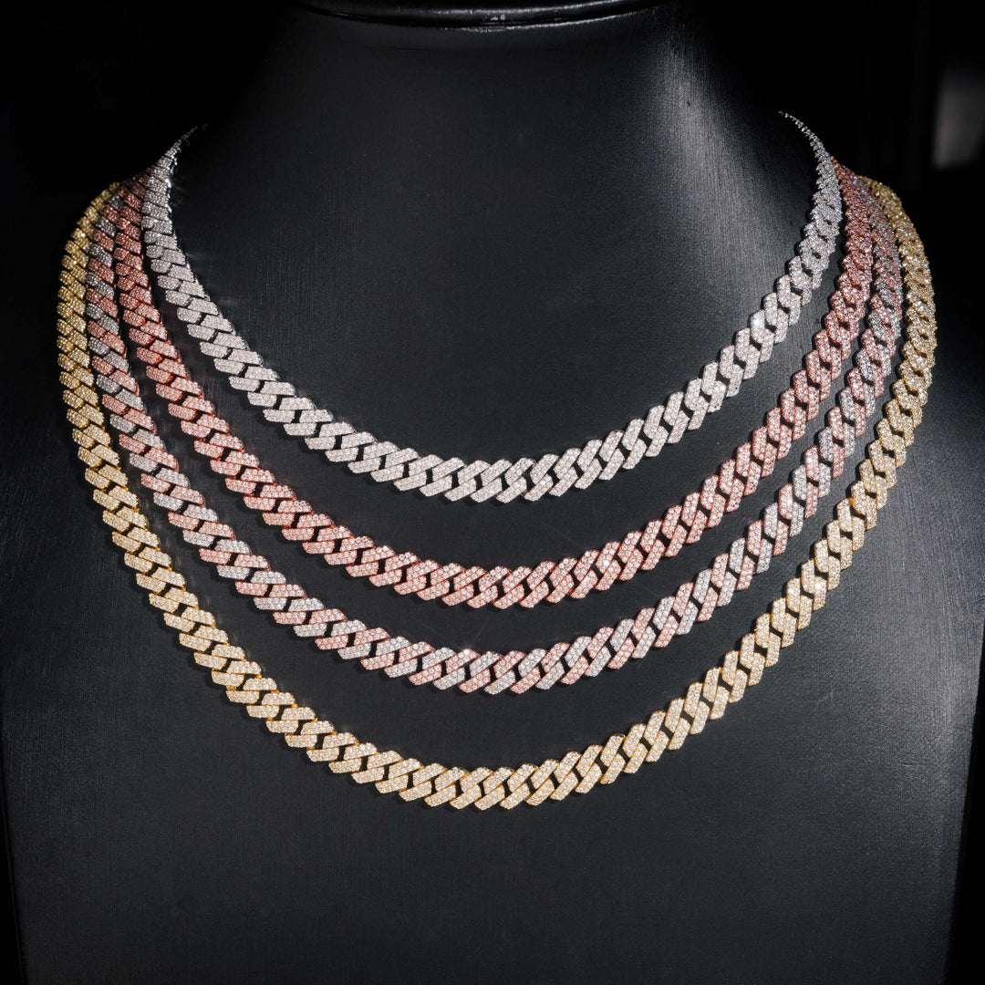 8mm S925 Silver 2 Row Moissanite cuban Chains