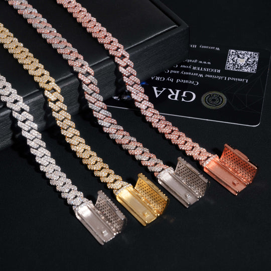 8mm S925 Silver 2 Row Moissanite cuban Chains