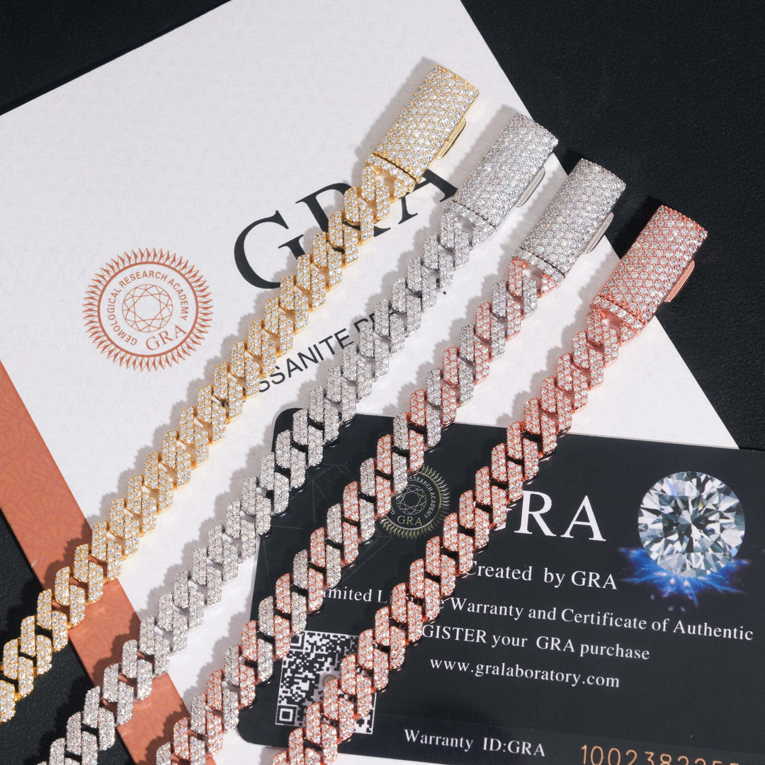 8mm S925 Silver 2 Row Moissanite cuban Chains