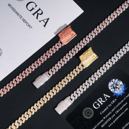 8mm S925 Silver 2 Row Moissanite cuban Chains