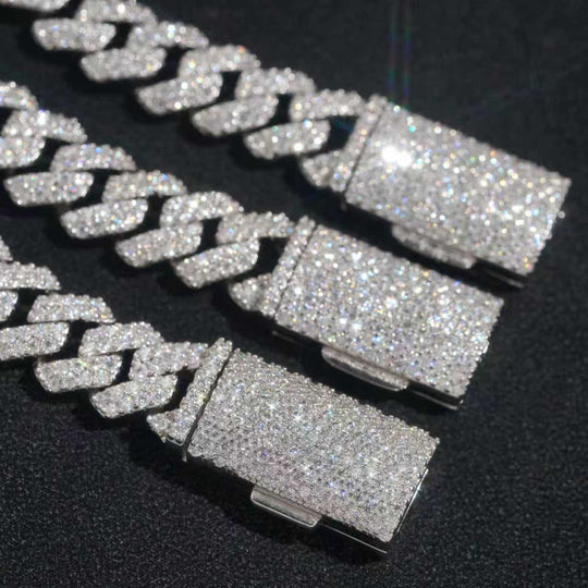 8mm S925 Silver 2 Row Moissanite cuban Bracelet