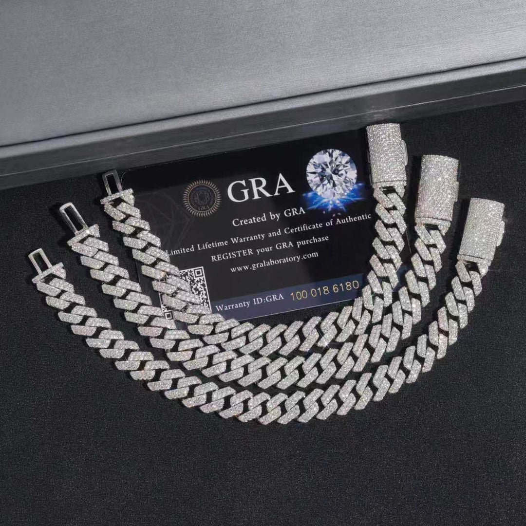 8mm S925 Silver 2 Row Moissanite cuban Bracelet