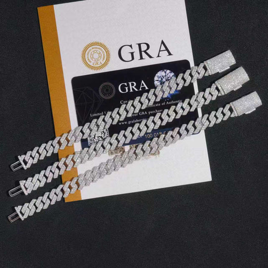 8mm S925 Silver 2 Row Moissanite cuban Bracelet